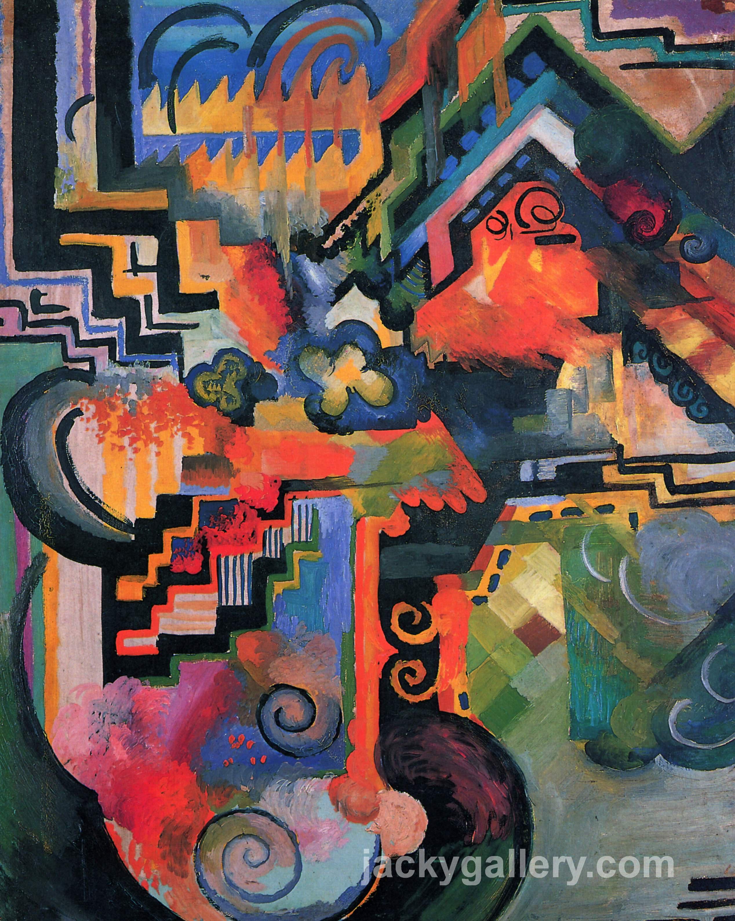 Colored composition (Hommage to Johann Sebastian Bachh), August Macke painting